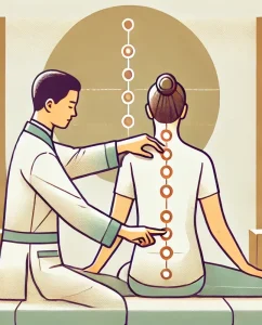 2点押し整体法(座位)の画像