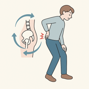 関節の動き制限による腰痛イラスト